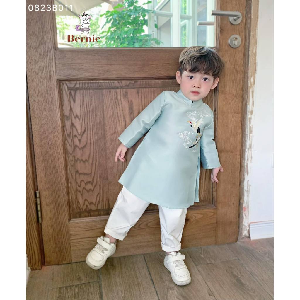 Set Áo dài hạc xanh bé trai