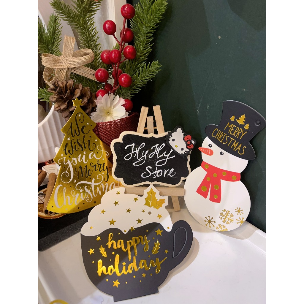 Set 10 Thiệp tag treo tô điểm Noel ngày chúa sinh viết chữ mặt sau ảnh thật Hy Hy Store