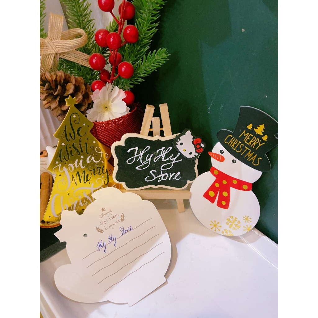 Set 10 Thiệp tag treo tô điểm Noel ngày chúa sinh viết chữ mặt sau ảnh thật Hy Hy Store