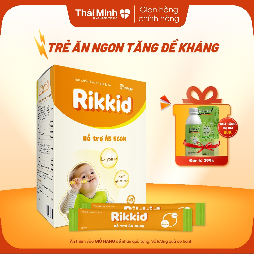 Ăn ngủ ngon cho bé - Rikkid Thái Minh - Hỗ Trợ Ăn Ngon, Tăng Sức Đề Kháng - Bổ Sung Vitamin Và Khoáng Chất - Hộp 20 gói
