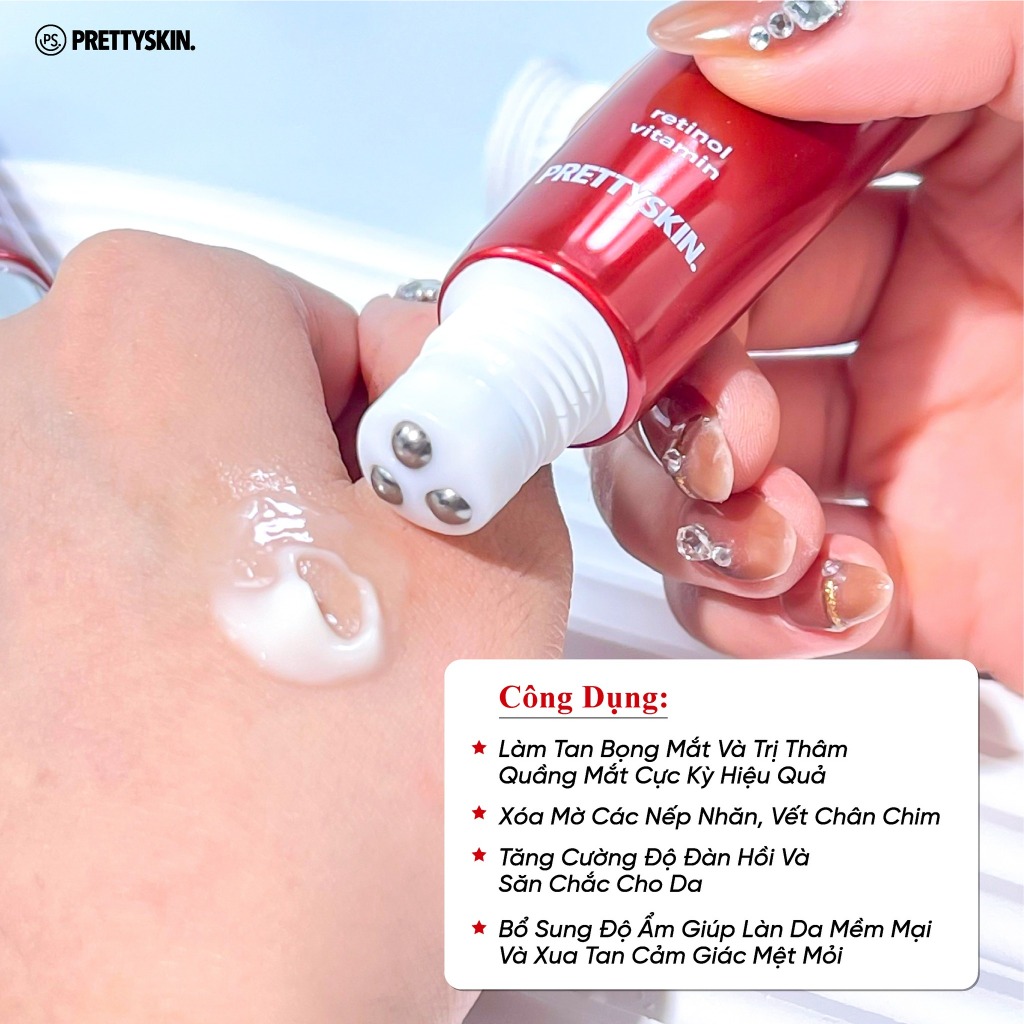 Kem dưỡng mắt Pretty Skin Wrinkle Eraser Roll On Eye Cream Retinol 30ml