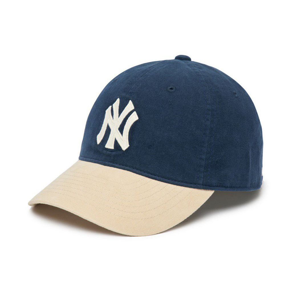 Mũ lưỡi trai nam nữ MLB nón kết NY Xanh Navi lưỡi be logo thêu chất cotton hàng xuất dư full tag mác -