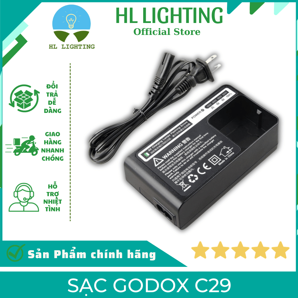 Sạc Godox C29 Cho Đèn Godox AD200 AD200Pro AD300Pro Chính Hãng HL Lighting