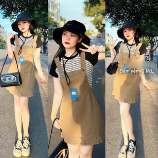 🍒🍒🍒 VÁY YẾM ĐẦM JEAN BÈO TÚI MỚI ẢNH THẬT TRẢI SÀN CHẤT JEANS LOẠI I LYIE