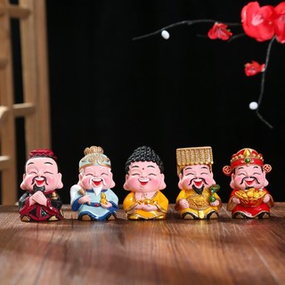 Bộ 5 tượng thần tài - phúc - lộc - thọ - hỷ mini trang trí bàn làm việc, sân vườn,chậu cây