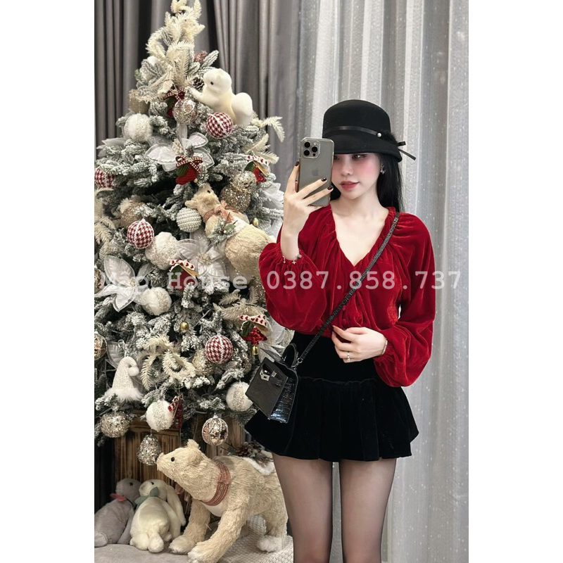 Mũ bucket dạ lồng đèn đai lông tiểu thư cao cấp thu đông 2023