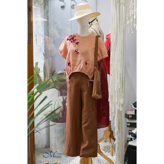 MaxMessi - VELIA Quần linen cao cấp ống loe 2 túi đắp trước