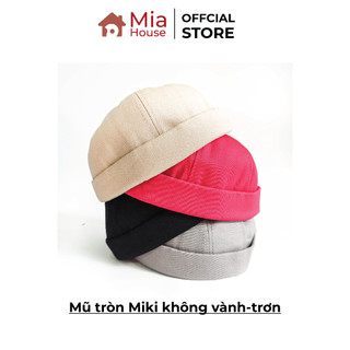 Mũ tròn Miki không vành-trơn, chất liệu cotton phong cách cổ điển độc đáo