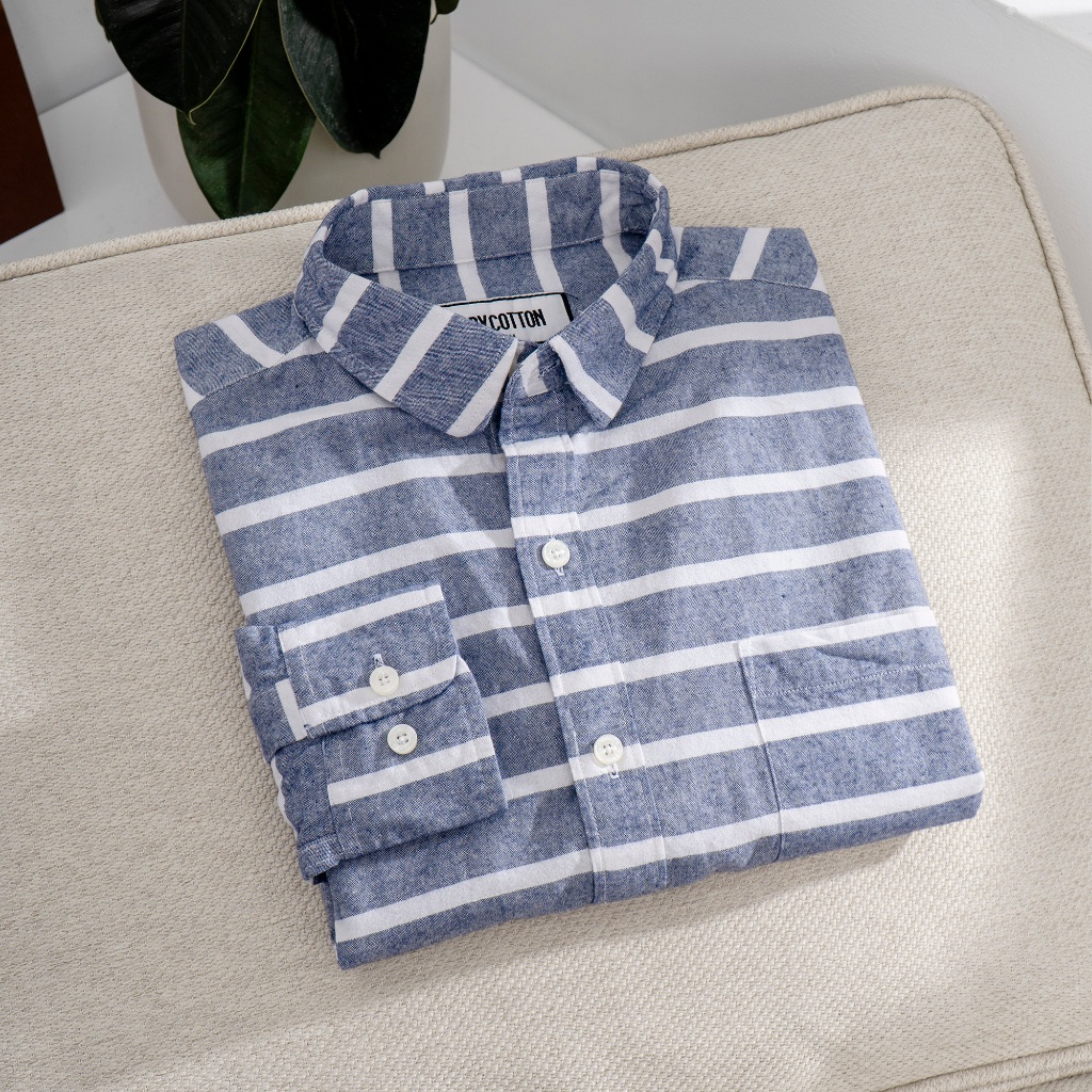 Áo Sơ Mi Nam Cao Cấp Horizon Stripes Shirt Jeans BY COTTON SP