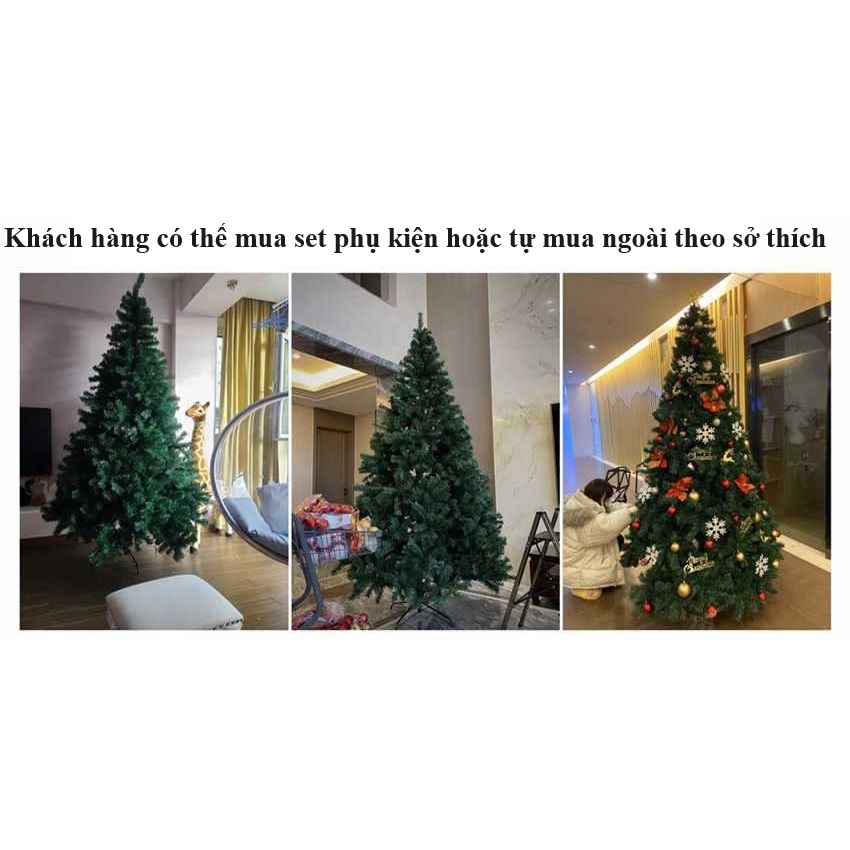 Cây thông Noel 2m4 / 2m1 tán siêu dày loại 1300/1000 đầu cành+ Phụ kiện trang trí cây thông Giáng Sinh- H240