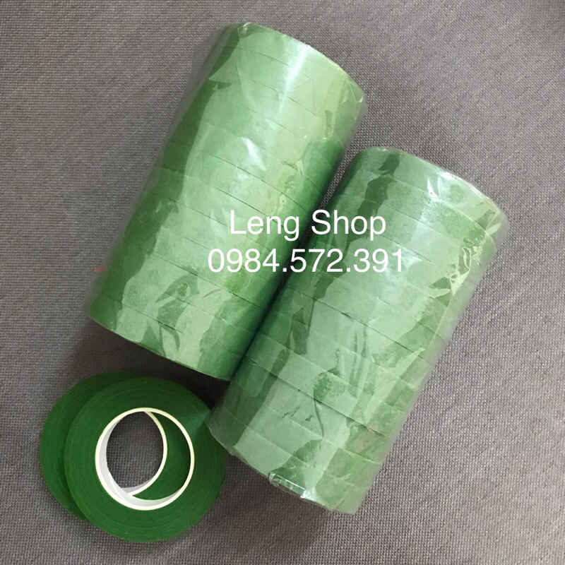 1 Lố 12 Cuộn Băng Quấn Cành Hoa Handmade Màu Xanh/Nâu