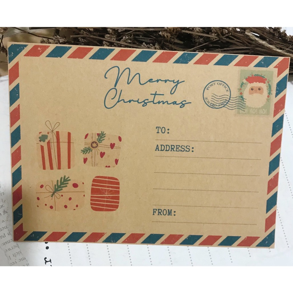 Tem decal Merry Christmas/Noel/ Giáng sinh 20x14.5 cm dán hộp/tường/chai/lọ pet/ đế gỗ/ túi