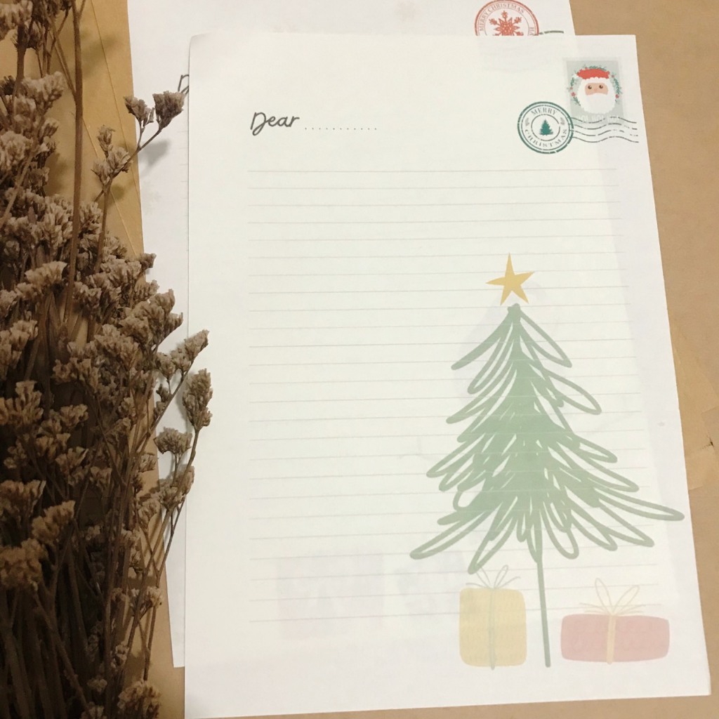 Set 6 tờ giấy viết thư 25/12 Giáng sinh/ Santa Clause/ Noel/ Merry Christmas