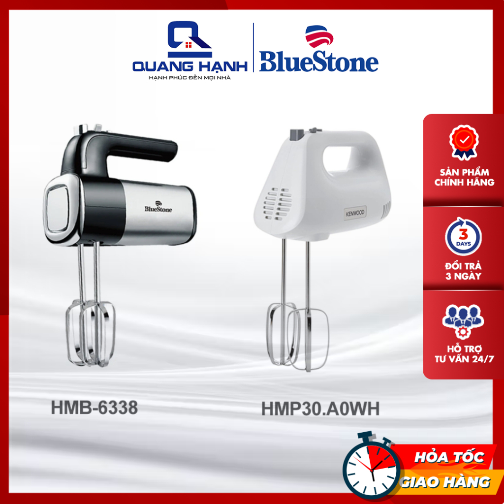 Máy đánh trứng Bluestone HMB-6333S | HMB-6338 | Kenwood HMP30.A0WH - Bảo hành chính hãng 2 năm