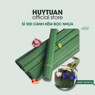 Combo 100 cây kẽm cành bọc nhựa làm thân hoa dài 40cm - Dây kẽm xanh cắm hoa kẽm nhung handmade hoa giả hoa sáp hoa giấy