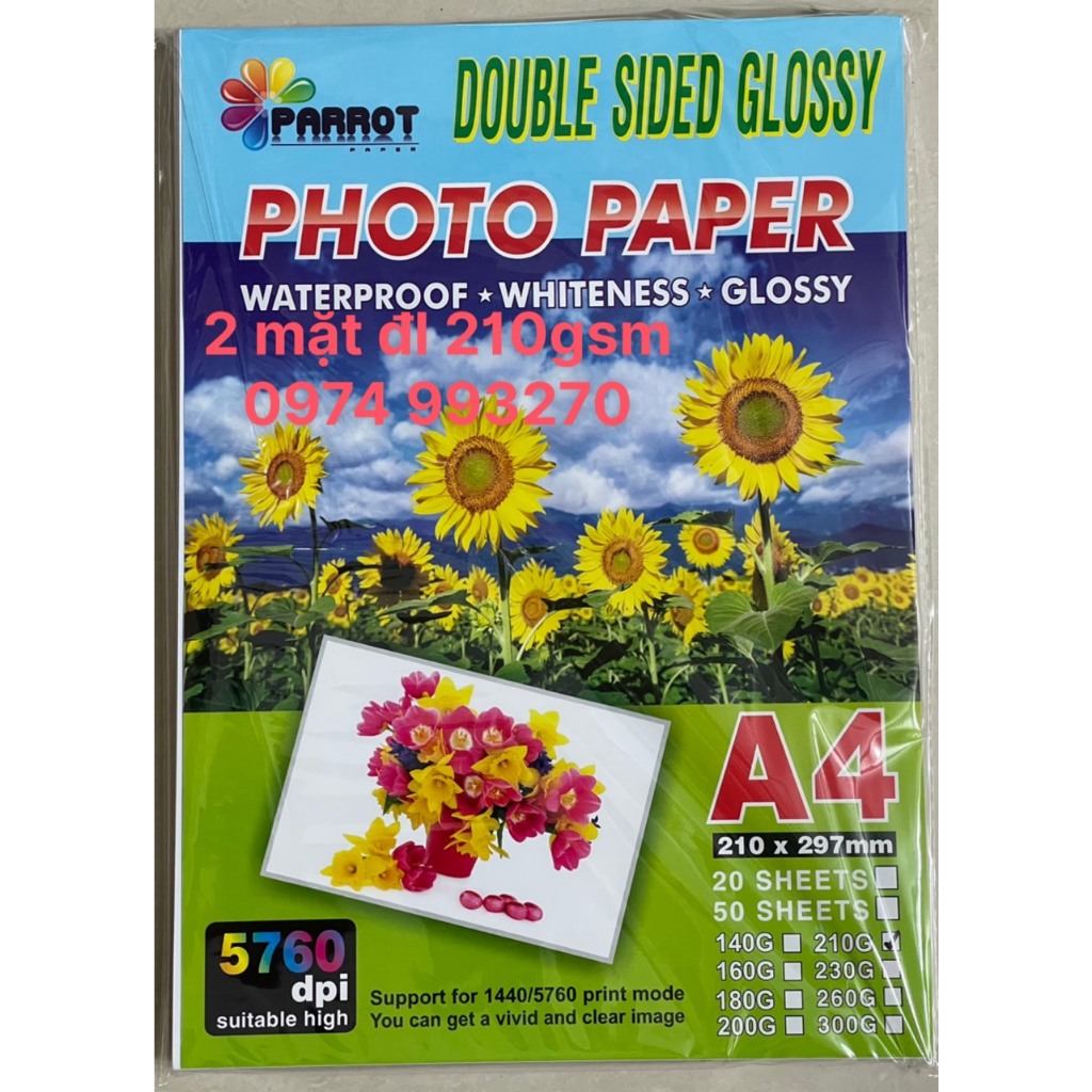 Giấy in ảnh A4 2 mặt bóng - 50 tờ