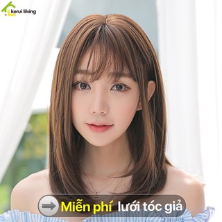 Tóc giả NAGO màu nâu có tóc mái,Tóc giả ngắn nữ Tóc giả ngắn ngang vai Kiểu tóc phong cách Hàn Quốc.