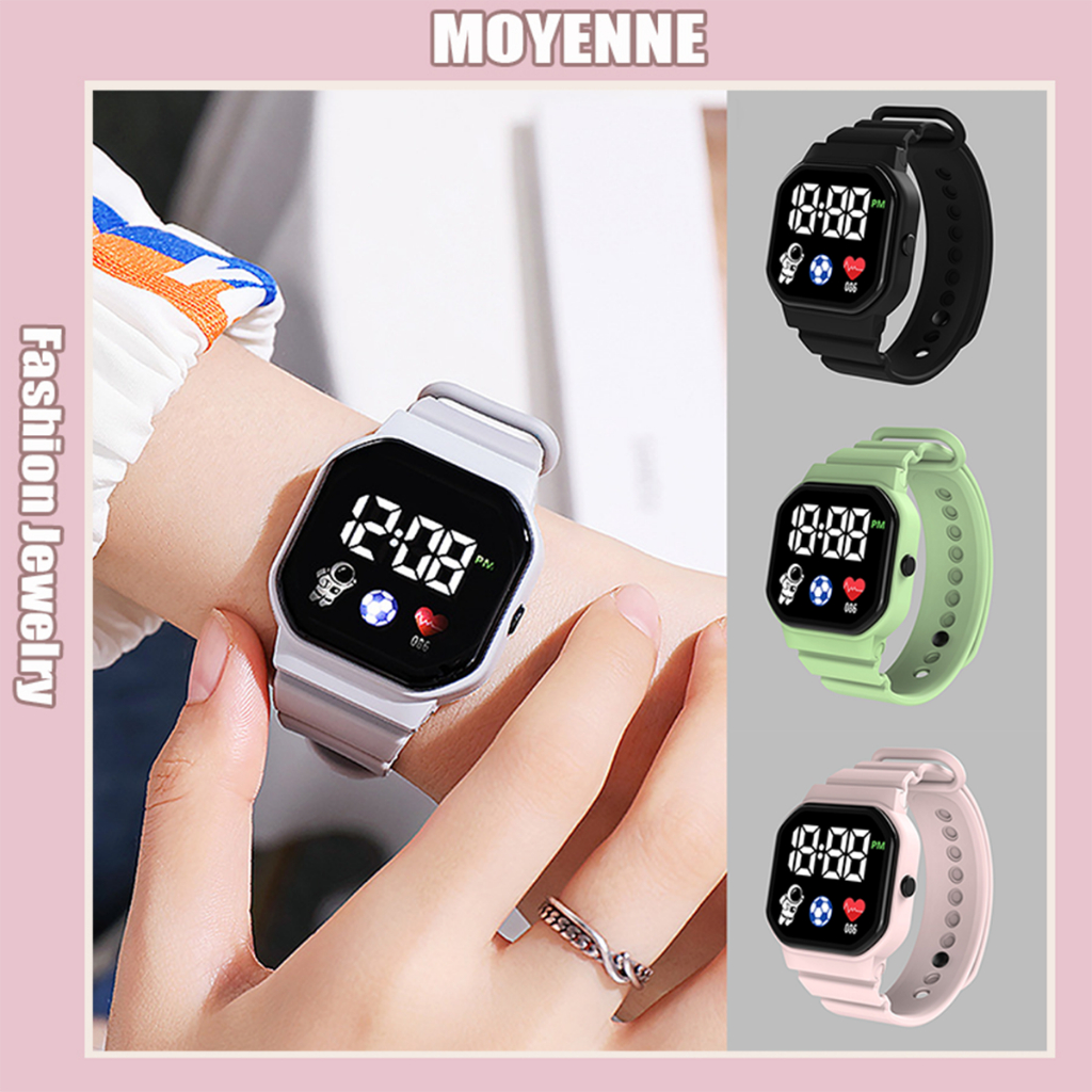 MOYENNE Đồng Hồ Đeo Tay Điện Tử Kỹ Thuật Số Đa Năng Thiếu Niên Fashional Màn Hình Màu Lớn LED 5 Màu Có Sẵn Unisex
