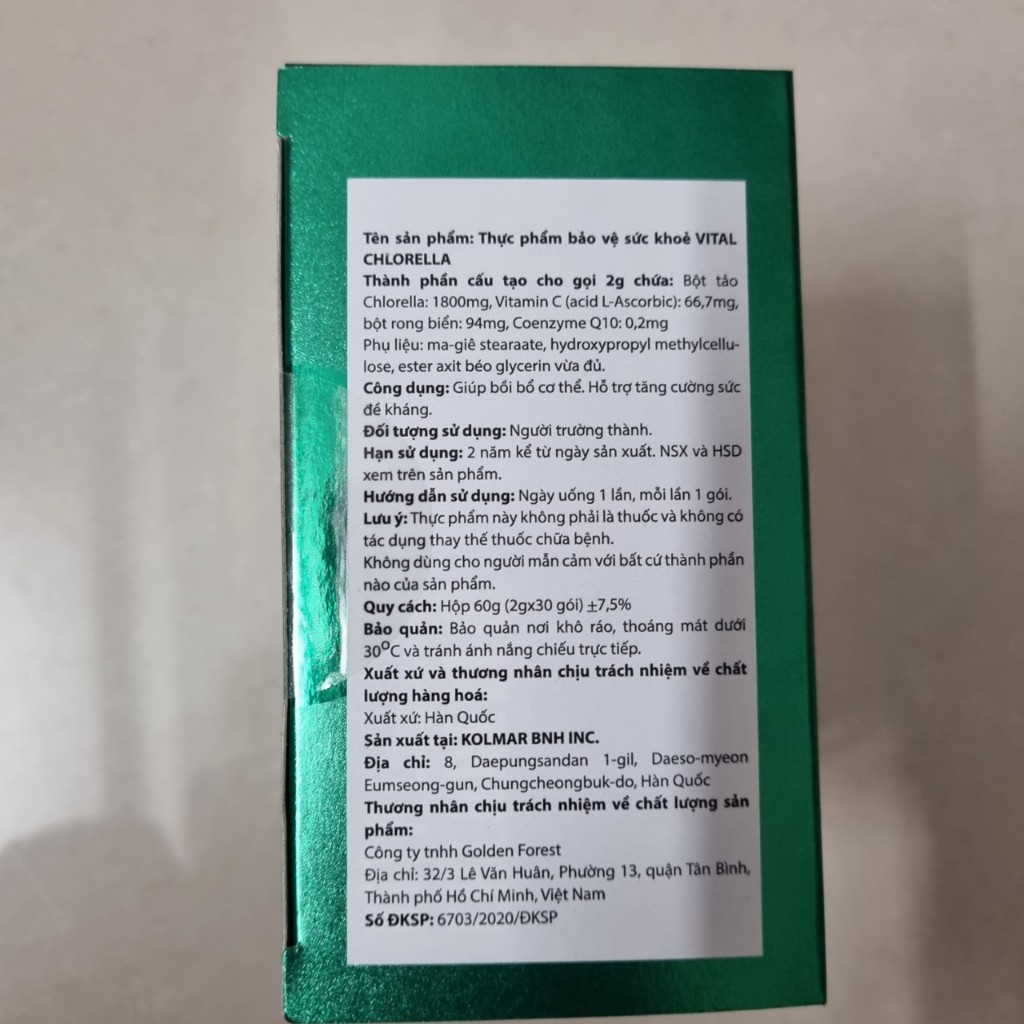 Vital Chlorella bột tảo thanh lọc cơ thể, chăm sóc sức khỏe.