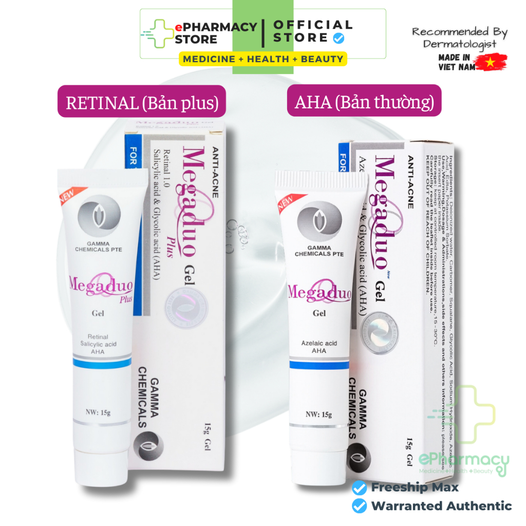 Megaduo Gel giảm mụn, giảm thâm, dưỡng da - Megaduo Azelaic acid & Glycolic acid  Gel 15g