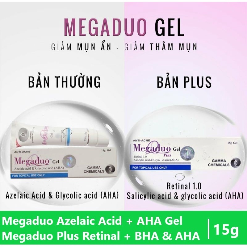 Megaduo Gel giảm mụn, giảm thâm, dưỡng da - Megaduo Azelaic acid & Glycolic acid  Gel 15g
