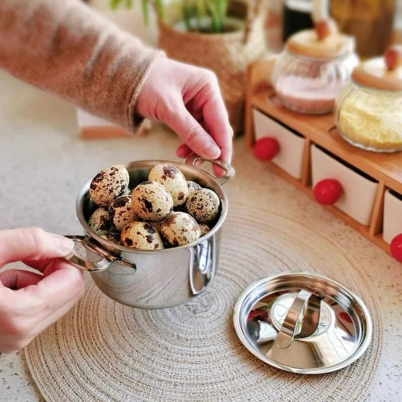 Nồi inox bếp từ mini Chockmen size 10cm, 3 đáy bằng thép không gỉ 18/10