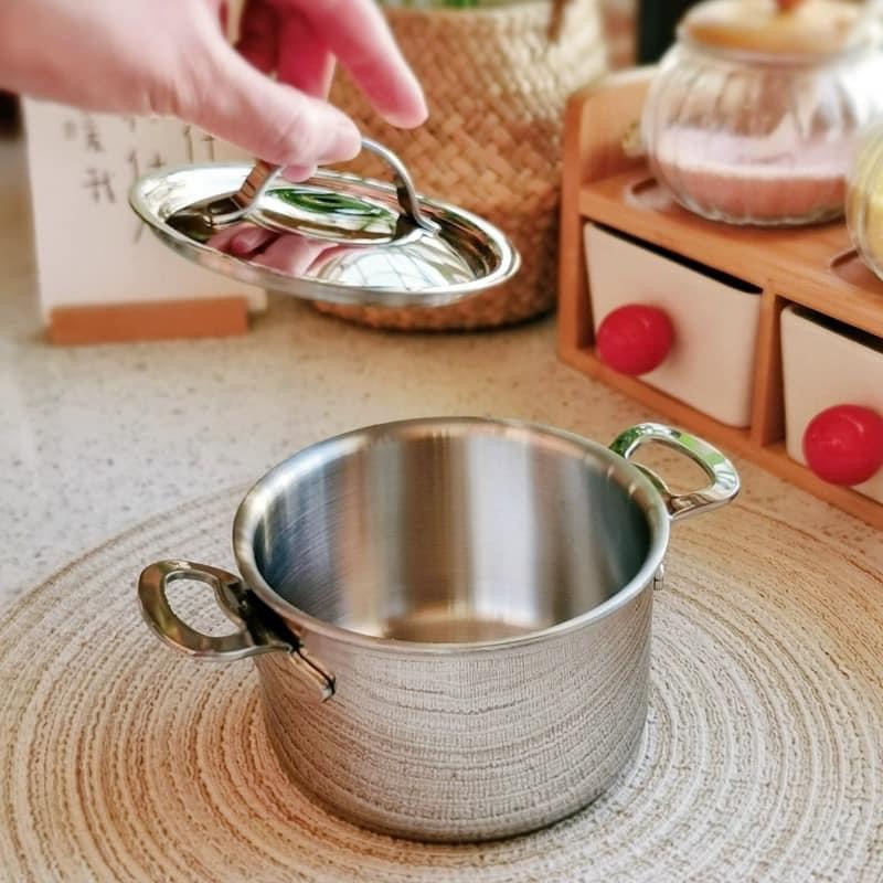 Nồi inox bếp từ mini Chockmen size 10cm, 3 đáy bằng thép không gỉ 18/10