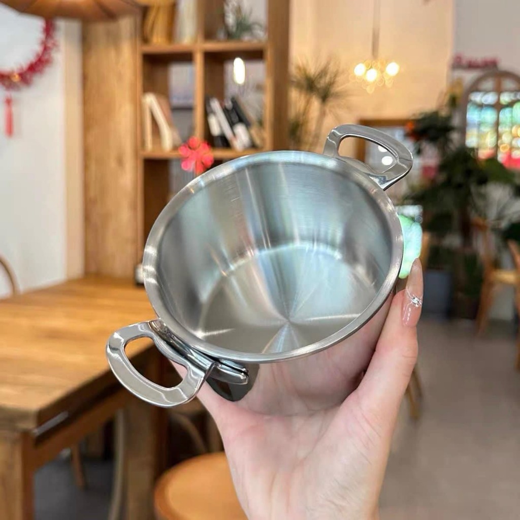 Nồi inox bếp từ mini Chockmen size 10cm, 3 đáy bằng thép không gỉ 18/10