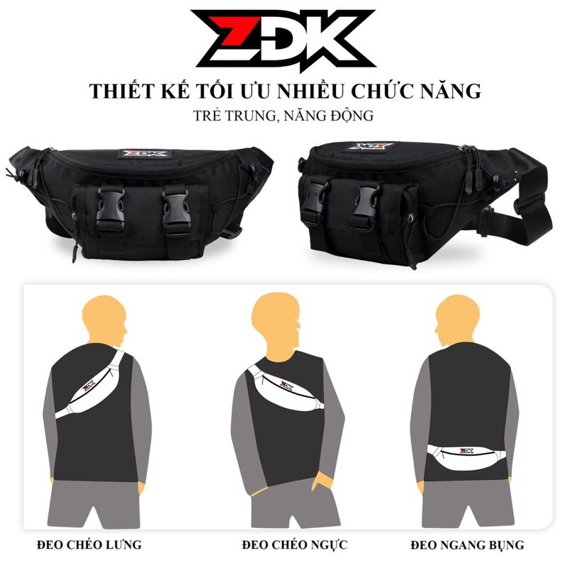 Túi đeo chéo thể thao đa năng ZDK D4, phù hợp đi chơi, đi phượt, du lịch, dã ngoại, đạp xe