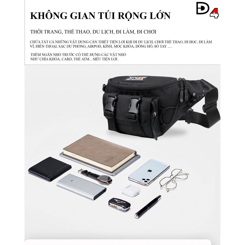 Túi đeo chéo thể thao đa năng ZDK D4, phù hợp đi chơi, đi phượt, du lịch, dã ngoại, đạp xe