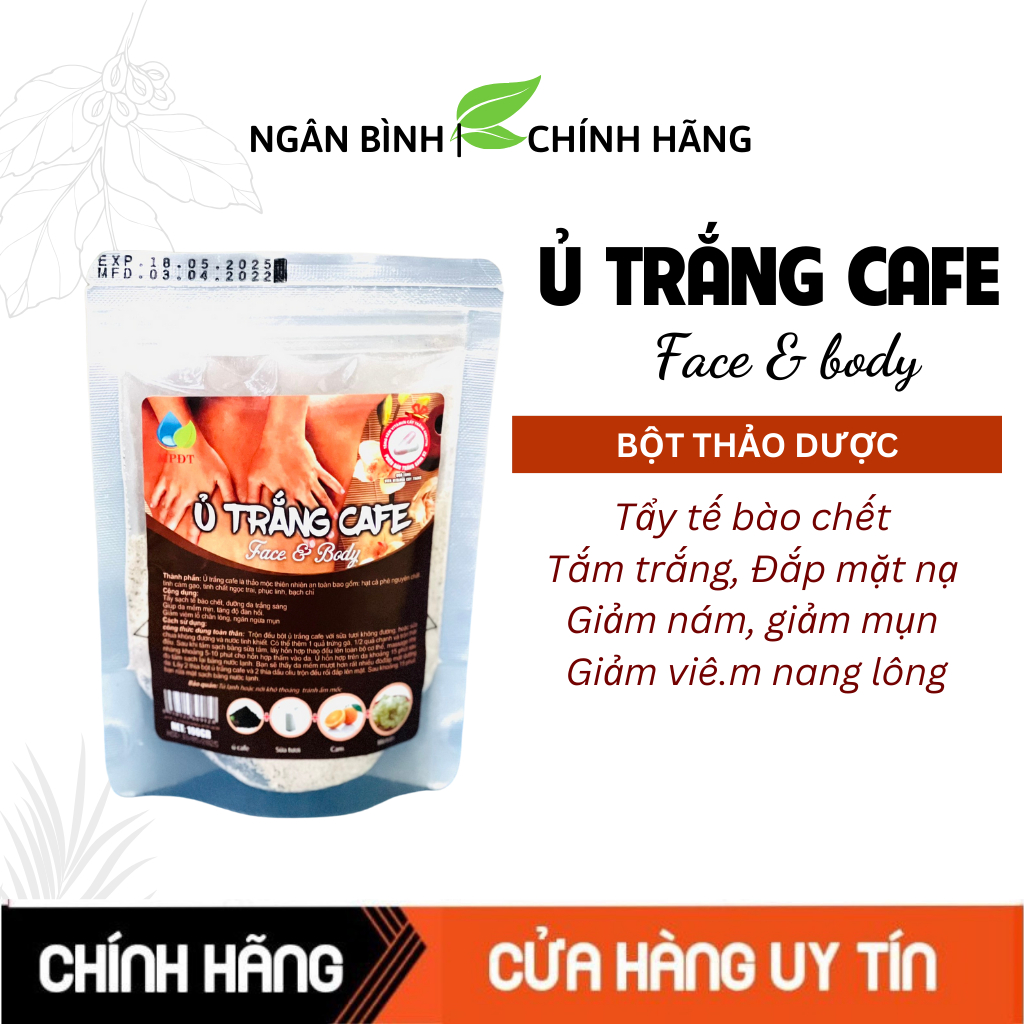 Tắm trắng cafe thảo dược tắm trắng tại nhà an toàn, làn da mịn màng, trắng sáng 300gr