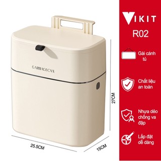 Thùng rác nắp đậy thông minh có lõi treo tủ bếp có ngăn để túi rác mẫu mới 2024 Vikit R02