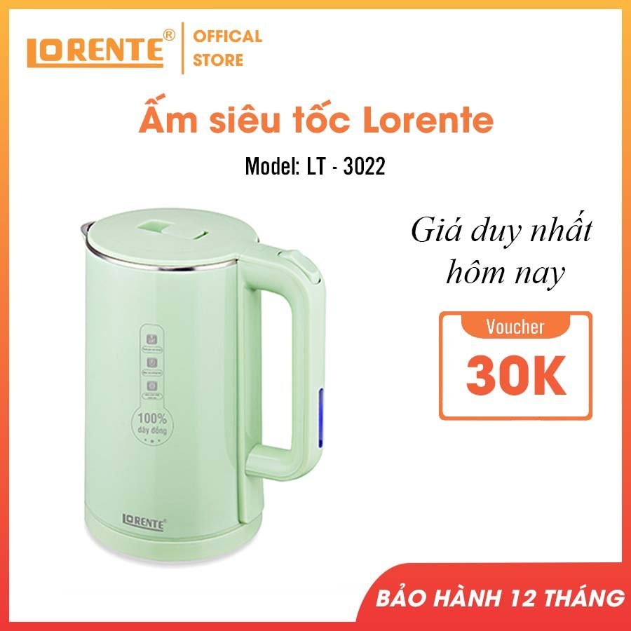 Ấm đun siêu tốc 2 lớp Lorente LT - 3022 ( Dung tích 2 Lit )