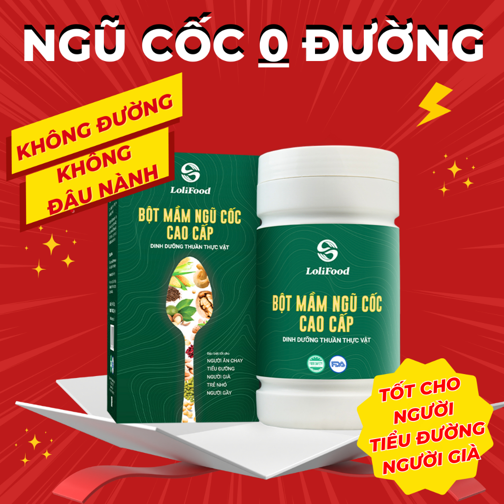 Bột Ngũ Cốc Không Đường Không Đậu Nành LOLIFOOD Tốt Cho Sức Khỏe Người Tiểu Đường Người Cao Tuổi