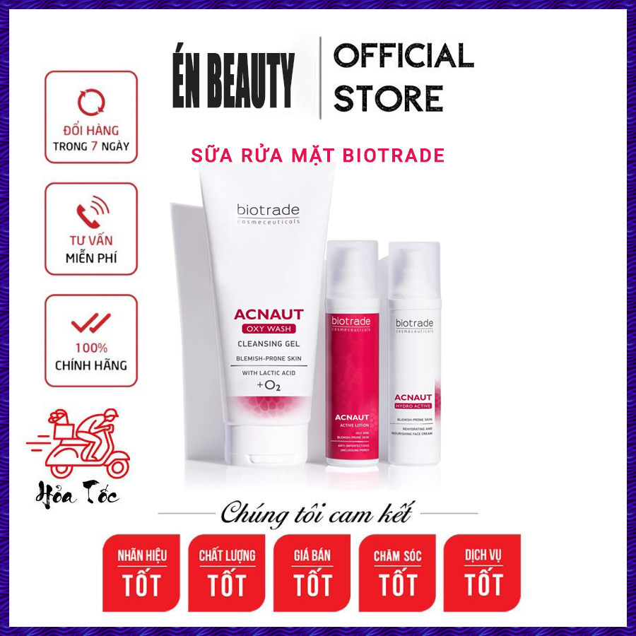 Sữa Rửa Mặt Tạo Bọt Biotrade Acnaut Cleansing Foam Và Gel Rửa Mặt Biotrade Acnaut Oxy Wash Cleansing Gel Cho Da Dầu Mụn