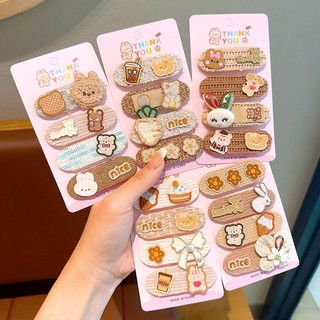  Set 4 miếng dán tóc màu nâu phối chi tiết hoạt hình dễ thương phong cách Hàn Quốc phụ kiện tóc cho bé gái 