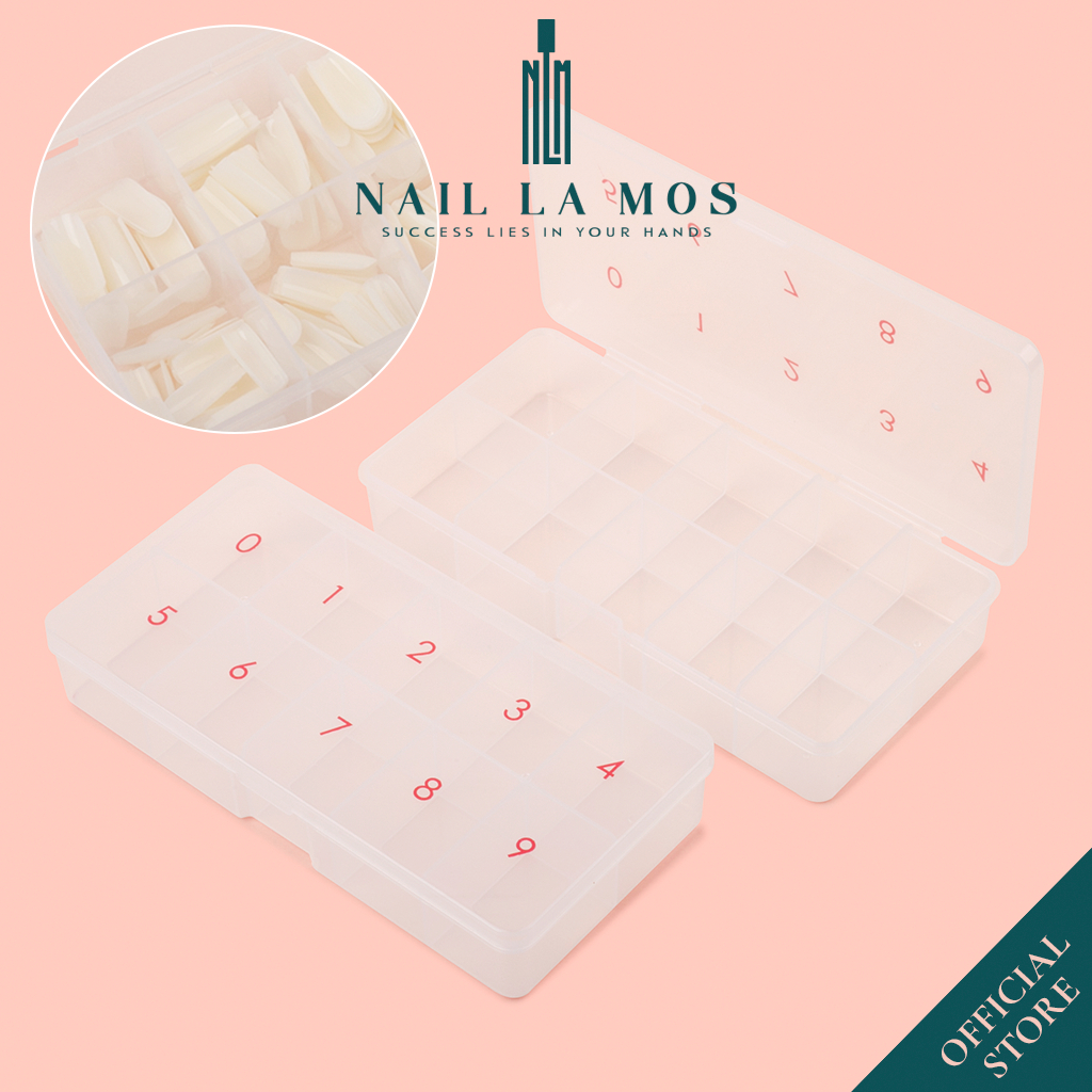 Hộp Đựng Móng Giả Size Bé - Hộp 10 Ô Đựng 500 Móng, Đựng Phụ Kiện Trang Trí Móng Nail