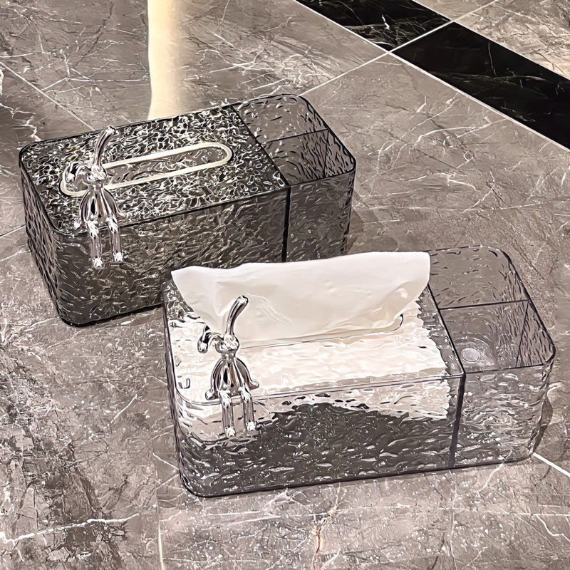 Hộp Đựng Khăn Giấy Để Bàn Bằng Nhựa Acrylic Cao Cấp Sang Trọng Họa Tiết Gợn Sóng