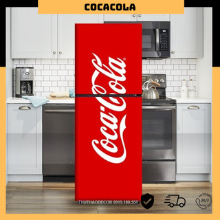 Miếng dán tủ lạnh chống nước - DECAL TRANG TRÍ -  COCA NỀN ĐỎ