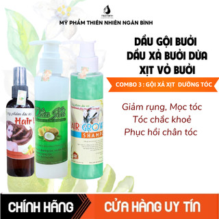 Bộ 3( tinh dầu bưởi+dầu gội bưởi+dầu xả bưởi) ngăn rụng tóc,kích thích mọc tóc,hói đầu