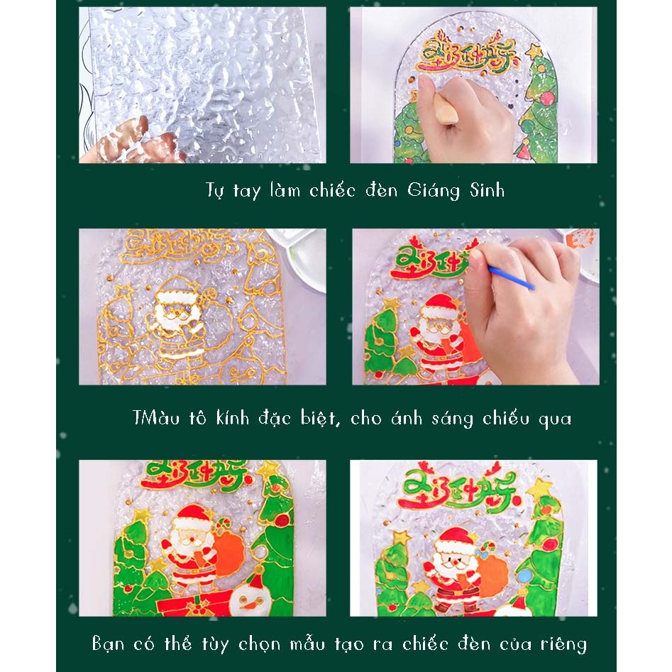 Bộ DIY Đèn ngủ, bộ Ly Thủy Tinh tự trang trí Đồ trang trí, quà tặng Giáng sinh -thiết kế và vẽ hình theo yêu cầu