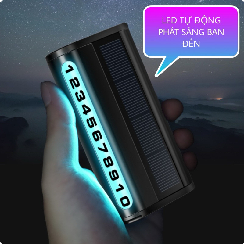 Bảng ghi số điện thoại ô tô thông minh đặt taplo xe - Led phát sáng ban đêm, sạc pin bằng năng lượng mặt trời