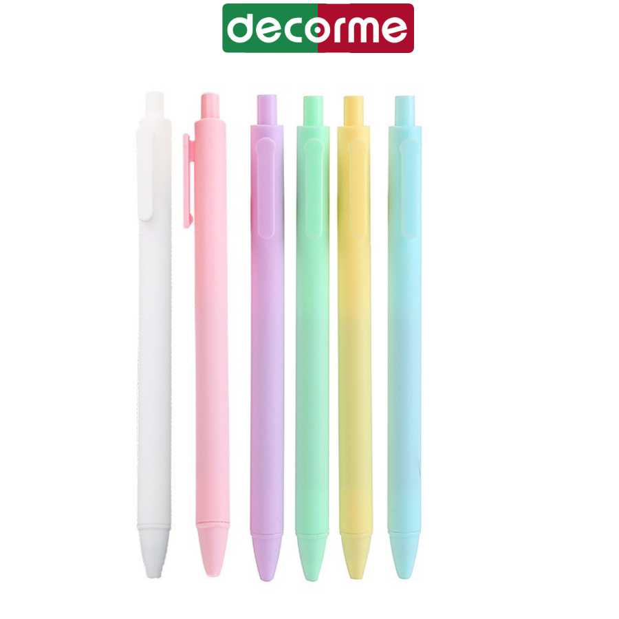 Bút gel pastel Decorme bút gel đen viết mực đen bút gel bấm ngòi 0.5mm viết trơn mượt phong cách Hàn Quốc