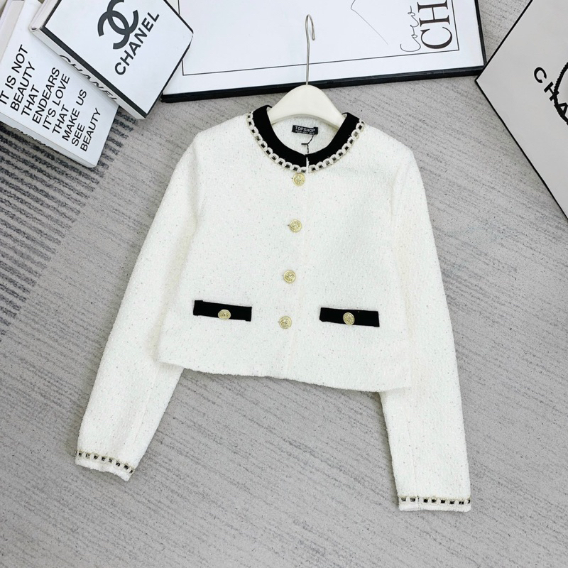 Áo dạ tweed cúc ngọc