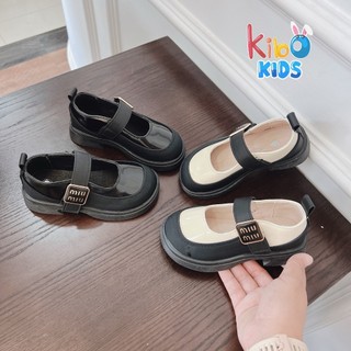 Giày búp bê miu phối 2 màu trắng đen da mềm cho bé gái size 26-36