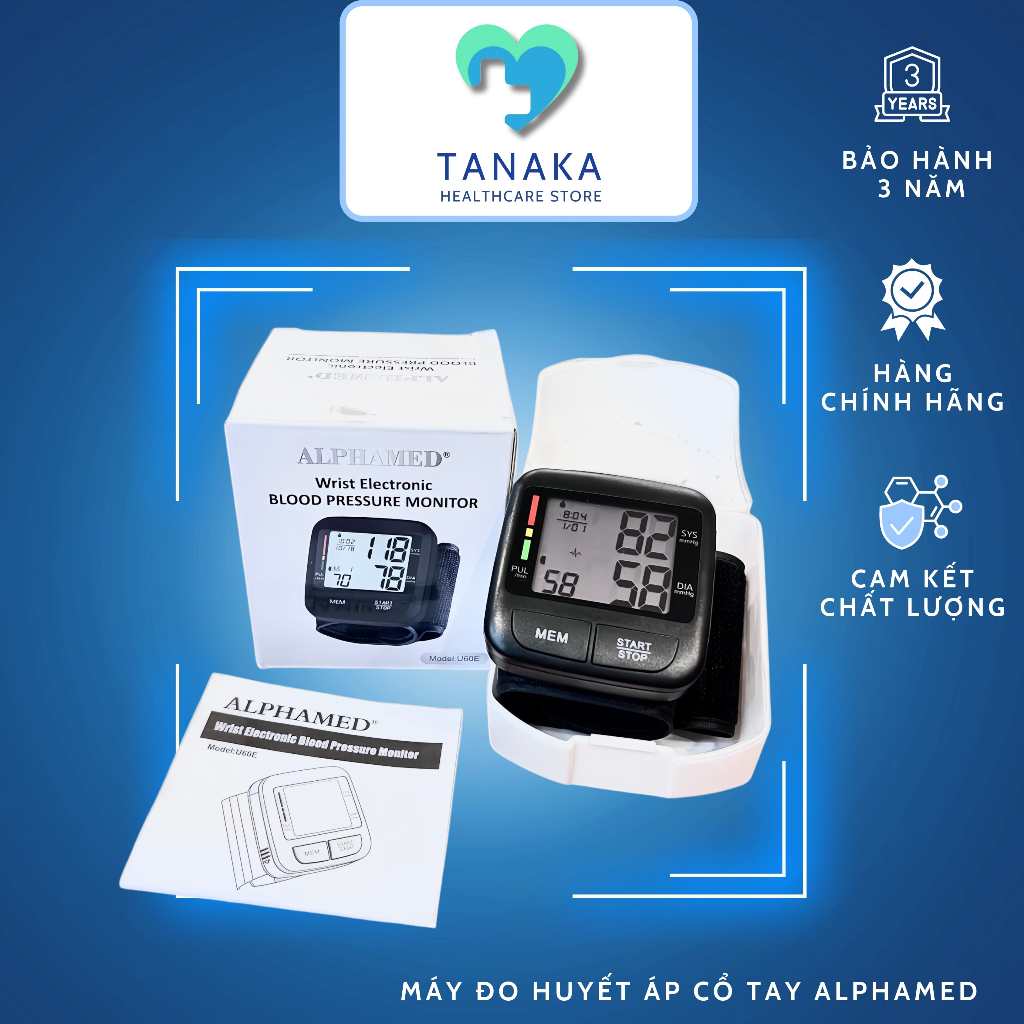 MÁY ĐO HUYẾT ÁP CỔ TAY ALPHAMED THƯƠNG HIỆU ĐỨC BẢO HÀNH 3 NĂM
