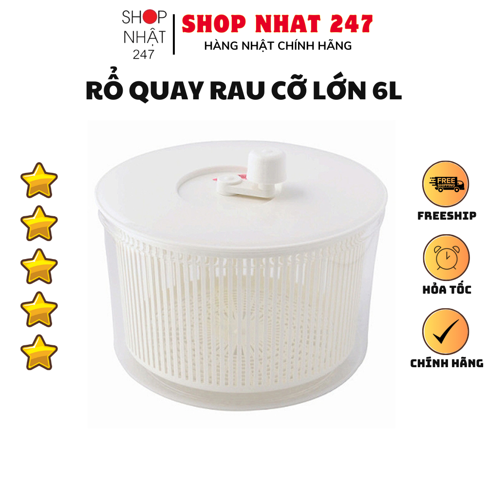 Rổ quay rau sống tiện lợi cỡ lớn 6L Nội địa Nhật Bản