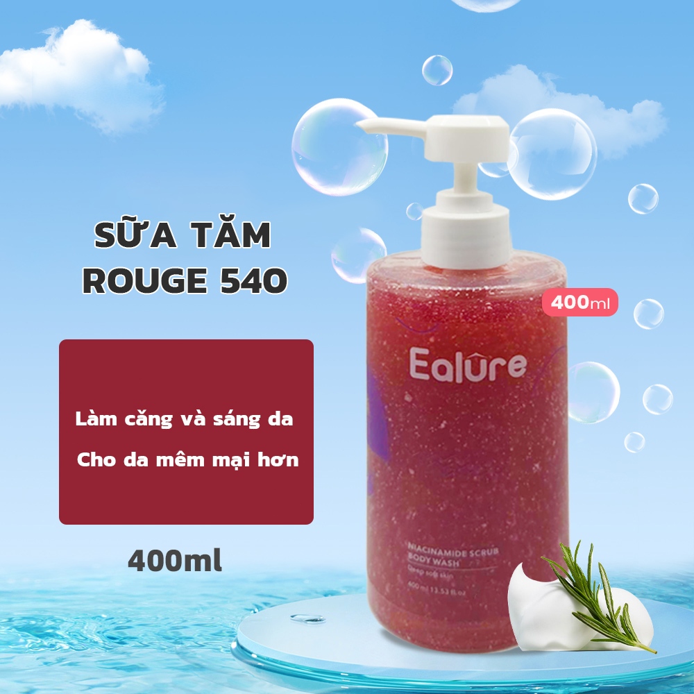 Sữa tắm tẩy tế bào chết scrub Ealure Glow Rouge 540 Scrub Solution body wash 400ml