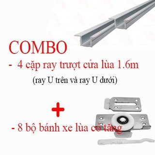 Combo 4 cặp ray 1.6m cửa lùa lùa tủ áo u.đài loan