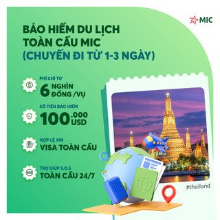 Toàn quốc [E-Voucher] Bảo hiểm du lịch toàn cầu MIC, chuyến đi từ 1 - 3 ngày, gói Thượng hạng